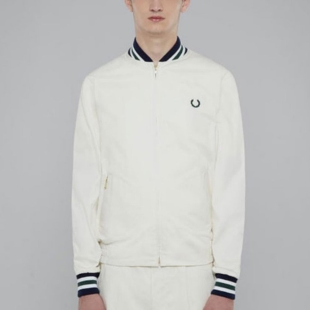 Fred Perry White Tennis Bomber Jacket Sweats